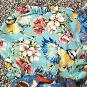 Blue Diaper w/ Flowers & Bird OS Pocket Cloth Diaper by Mama Koala Cloth Diapers